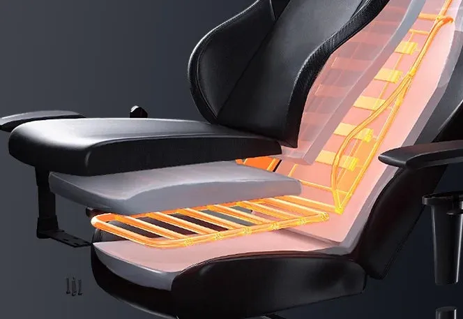 Side view of the E-WIN gaming chair showcasing its ergonomic design and sturdy build, built to handle up to 400 lbs
