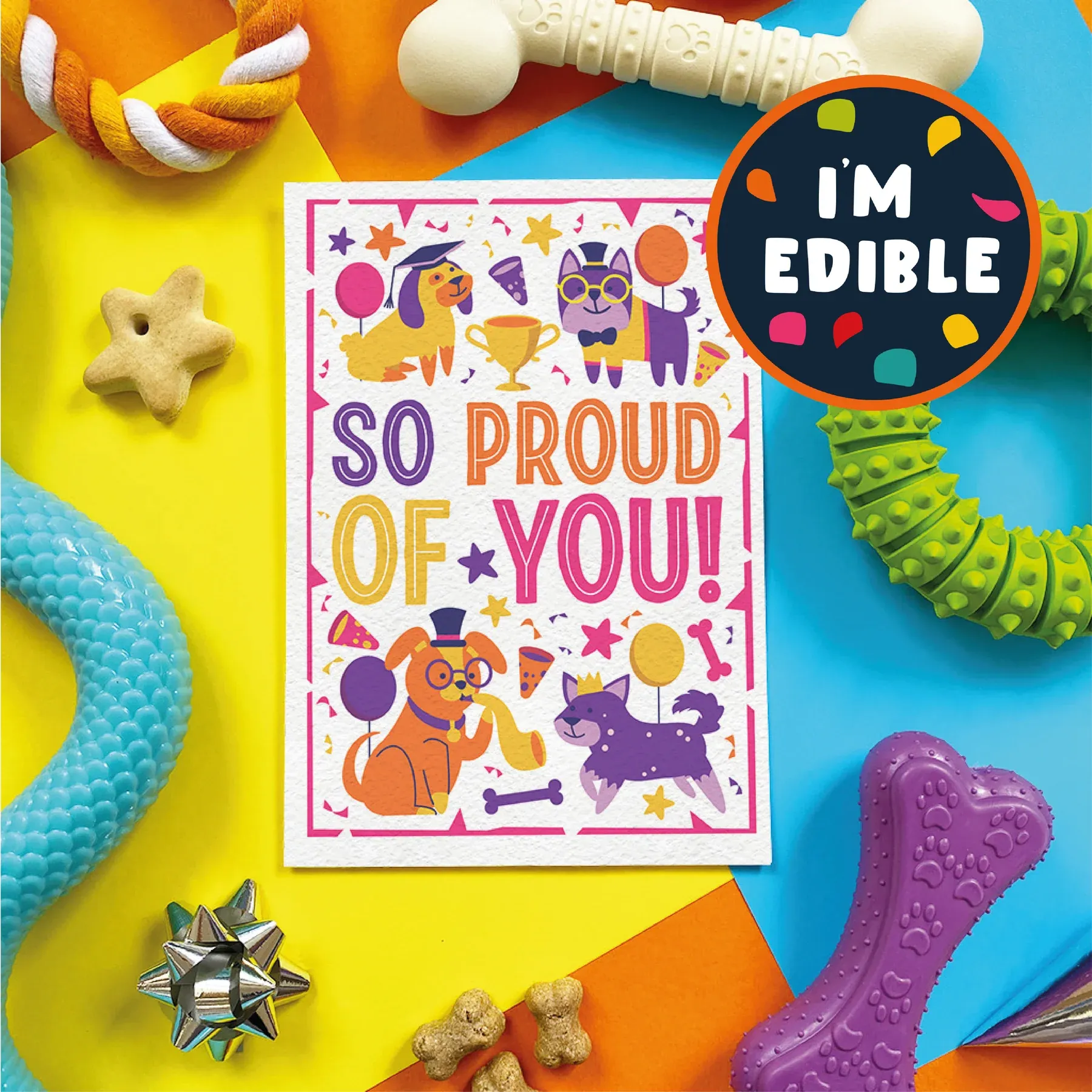 So Proud of You sentimental bacon edible dog card