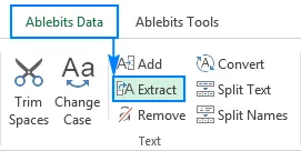 Steps to use the Extract tool in Excel for numbers