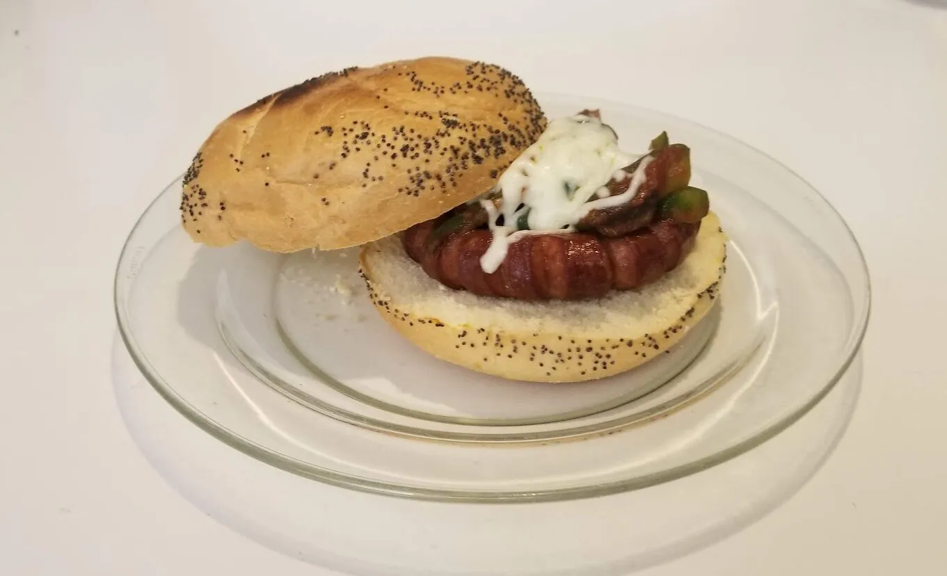 The completed Frank Sinatra hot dog sandwich