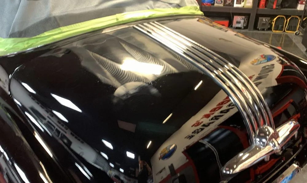 The final gleaming paintwork of the 1950 Pontiac Chieftain.