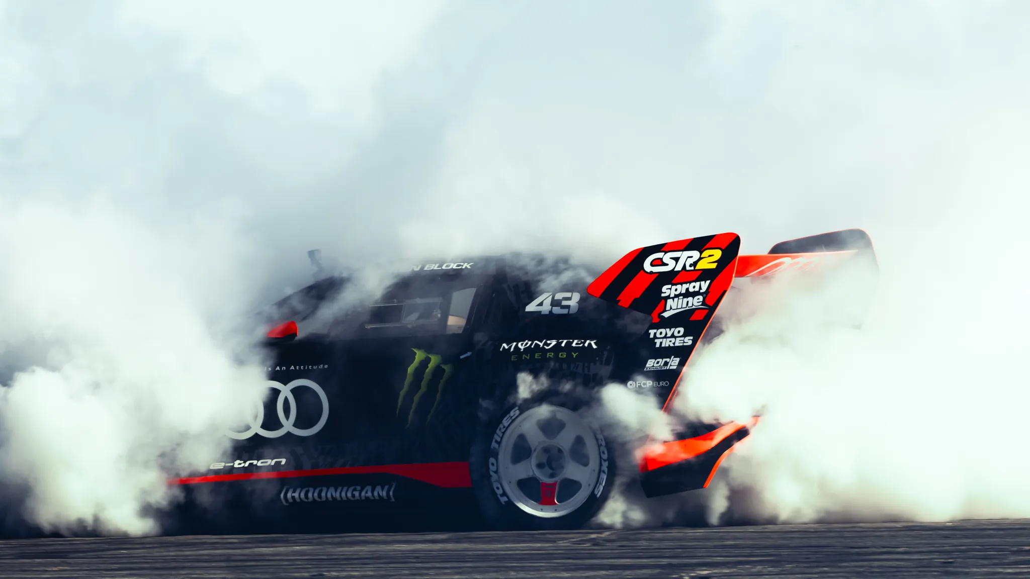 The Hoonitron kicking up smoke
