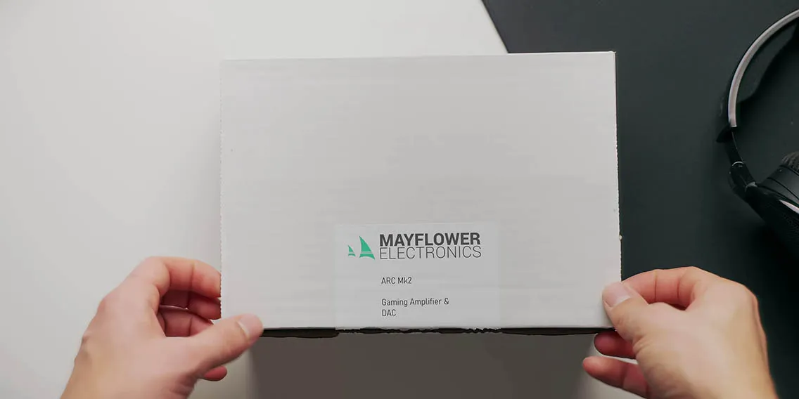 The Mayflower ARC mk2 DAC/amp unit, highlighting its sleek design and smooth volume wheel.