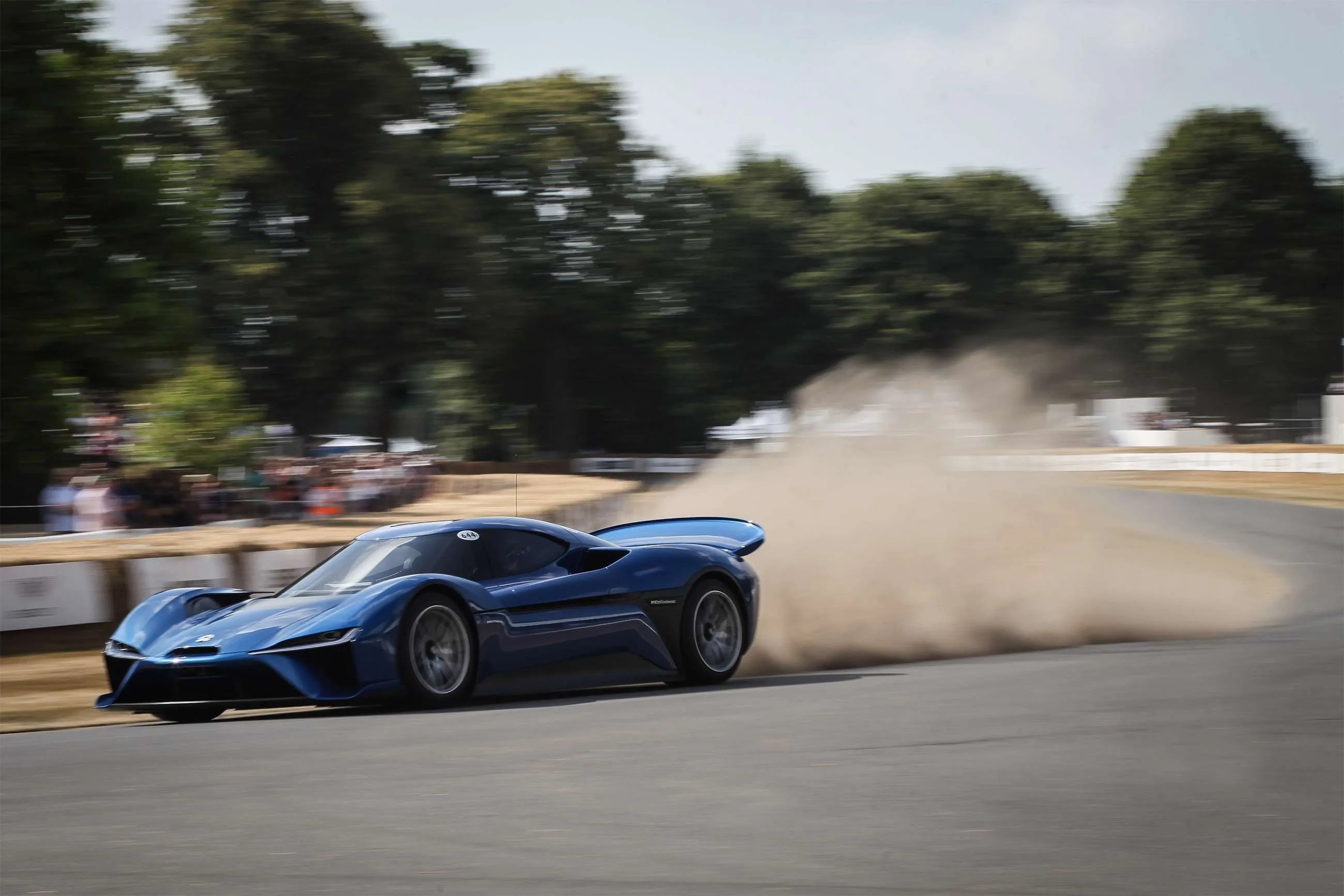 The Nio EP9 electric supercar tackling the circuit at the Goodwood Festival of Speed