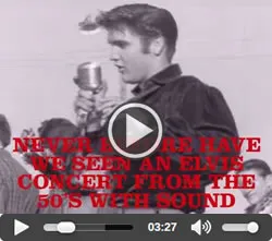 The promotional image for Tupelo's Own Elvis Presley DVD, featuring a vintage concert shot
