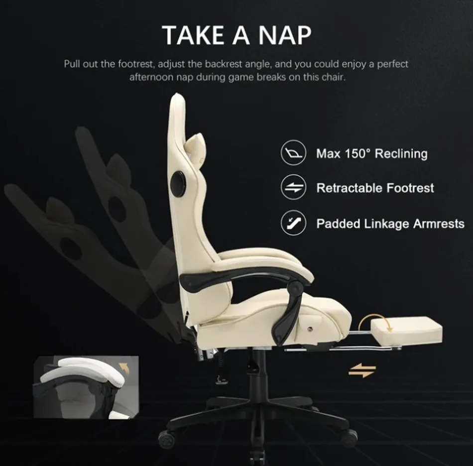 The side view of the GTPlayer Ace Series ACE-PRO showing the recline mechanism and wheel base