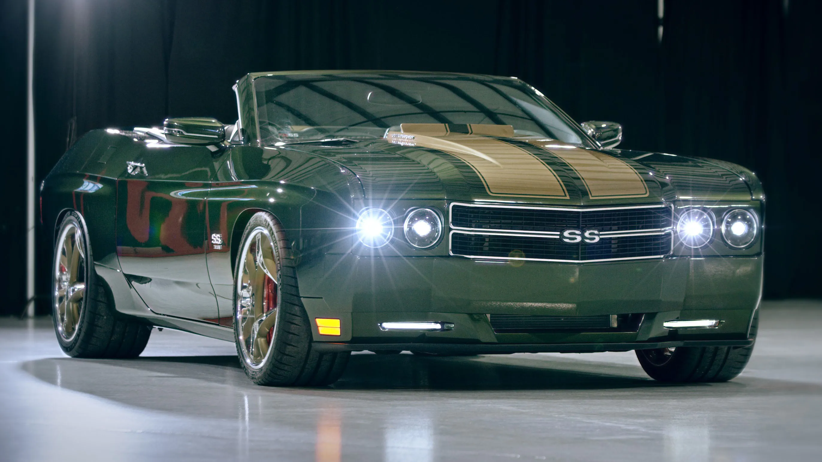 The Trans Am Worldwide 70/SS, a modern tribute to the classic 1970 Chevelle Super Sport, featuring a reimagined design.