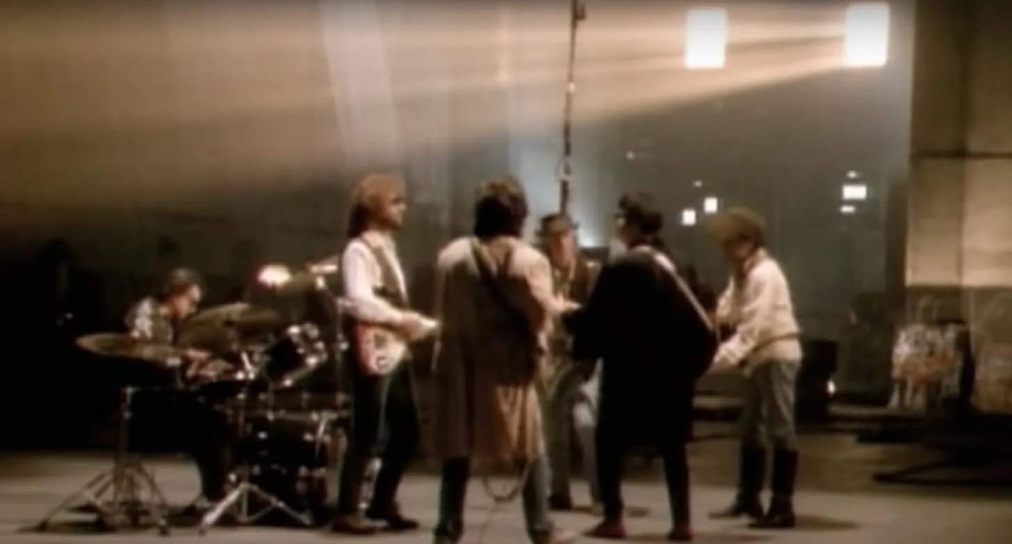 The Traveling Wilburys: L-R: Keltner, Lynne, Harrison, Petty, Orbison, Dylan