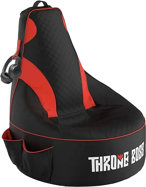 Throne Boss Gaming Bean Bag with controller and headphone pockets