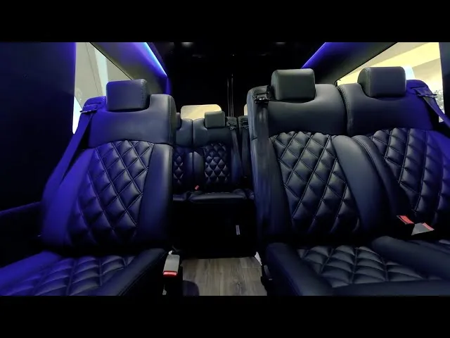 Thumbnail showing the sleek exterior of an executive Mercedes Sprinter van available for rental