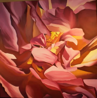 Vibrant rose painting titled 'Intense Passion'