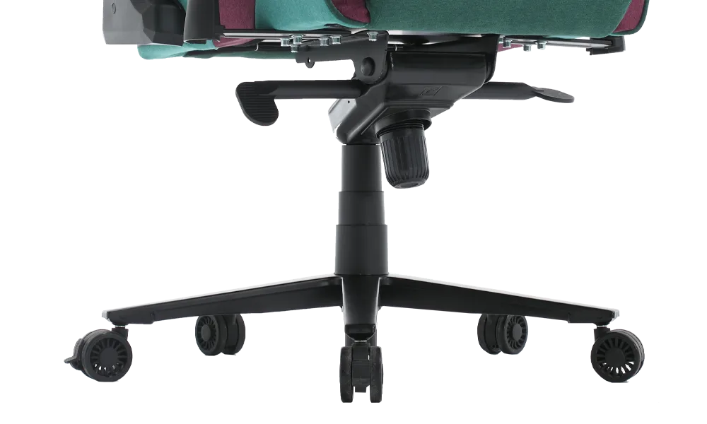 View of the base of the TTRacing Surge X Air Threads Fabric Gaming Chair - Zoro Edition emphasizing the stability