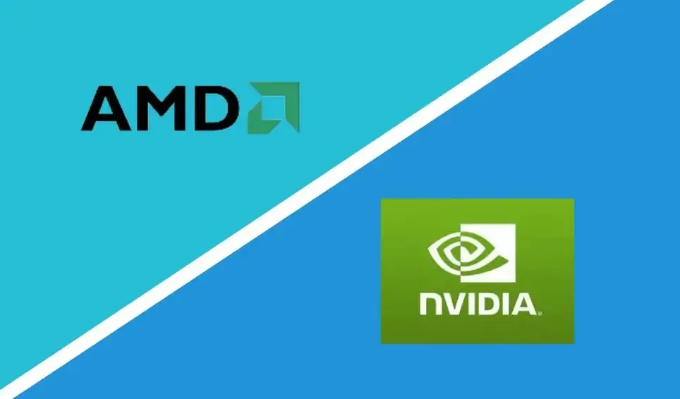 Visual comparison of AMD and NVIDIA logos.