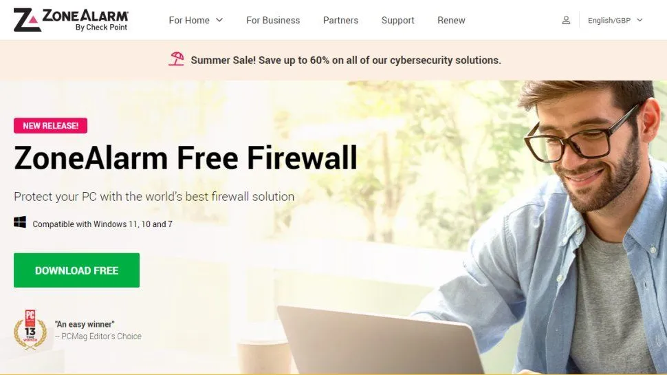 Website screenshot for ZoneAlarm