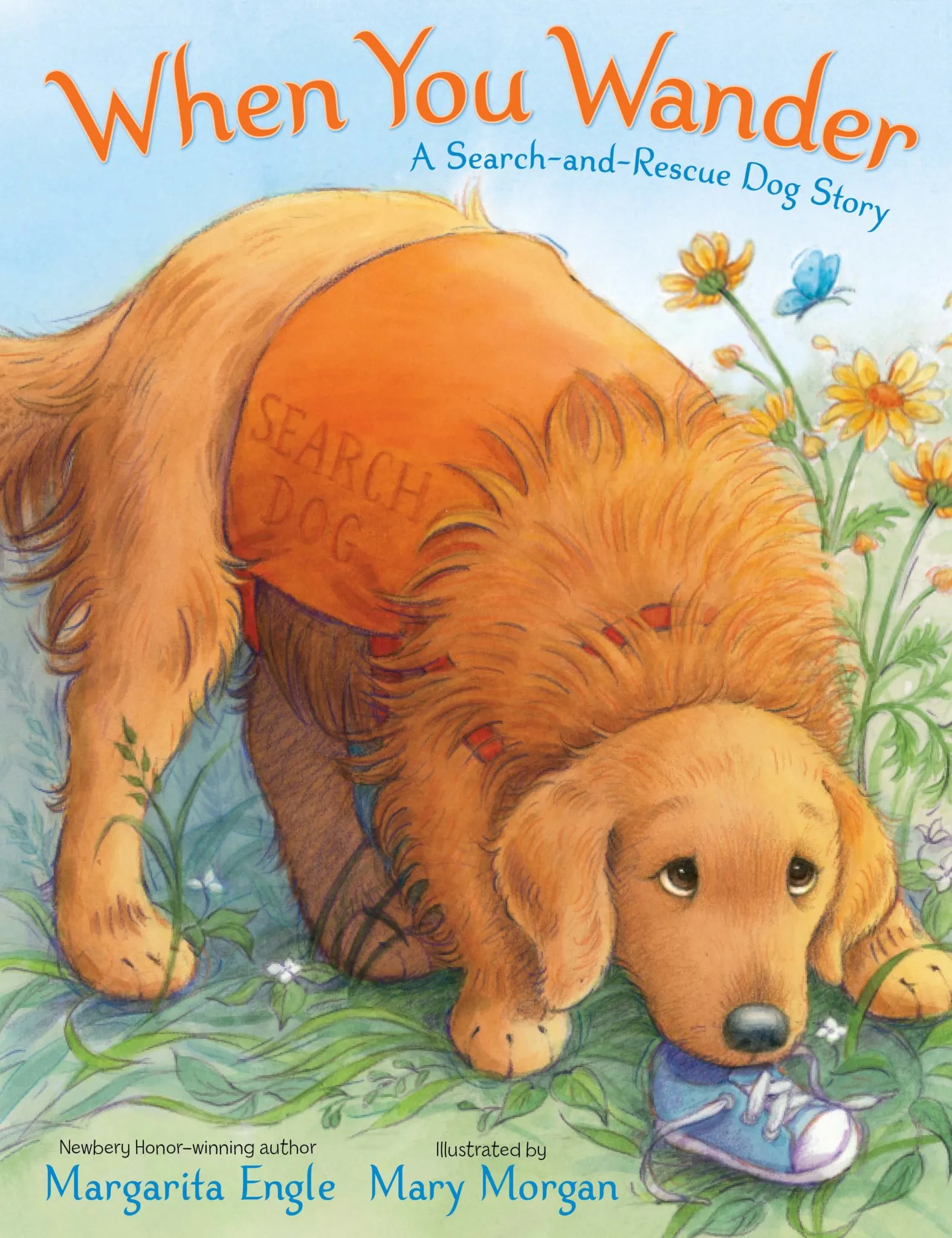 When You Wander picture book cover illustrating a child and rescue dog in woods