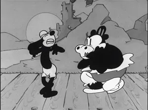 Woody Woodpecker faces off against Buzz Buzzard