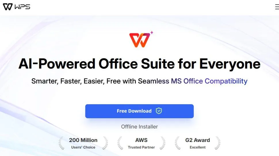 WPS Office Free website screenshot (September 2025).