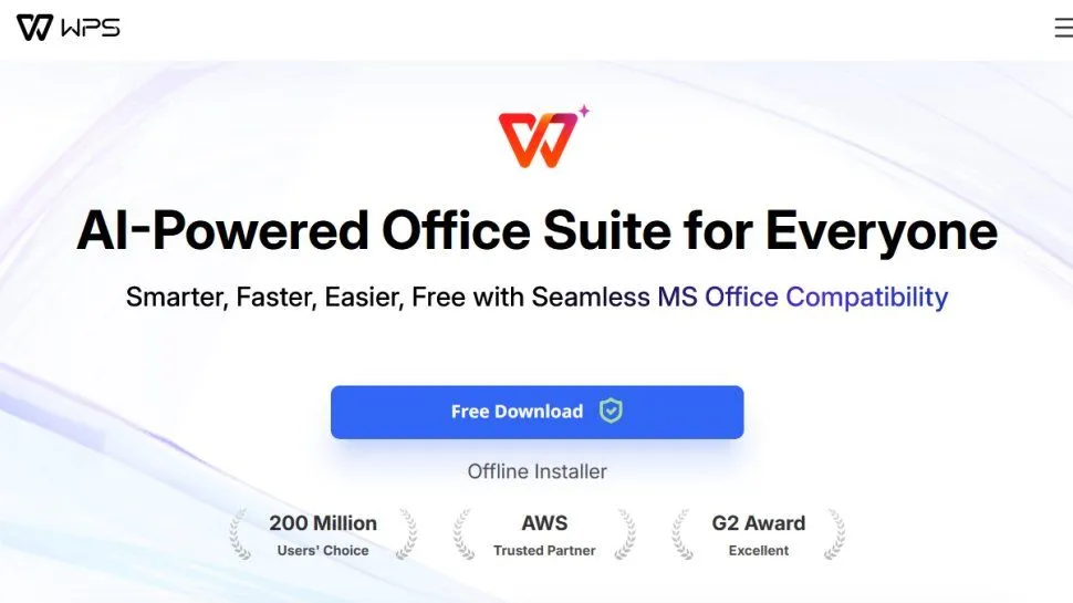 WPS Office website screenshot (September 2025).