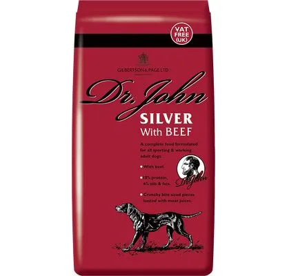A bowl of Dr John Silver Beef Dry Working Dog Food.