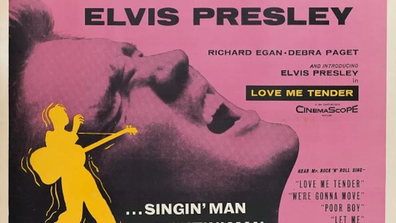 A poster for Robert D. Webb's 1956 drama 'Love Me Tender' starring Elvis Presley.