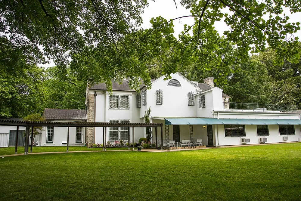 A view of the back of the Graceland mansion.