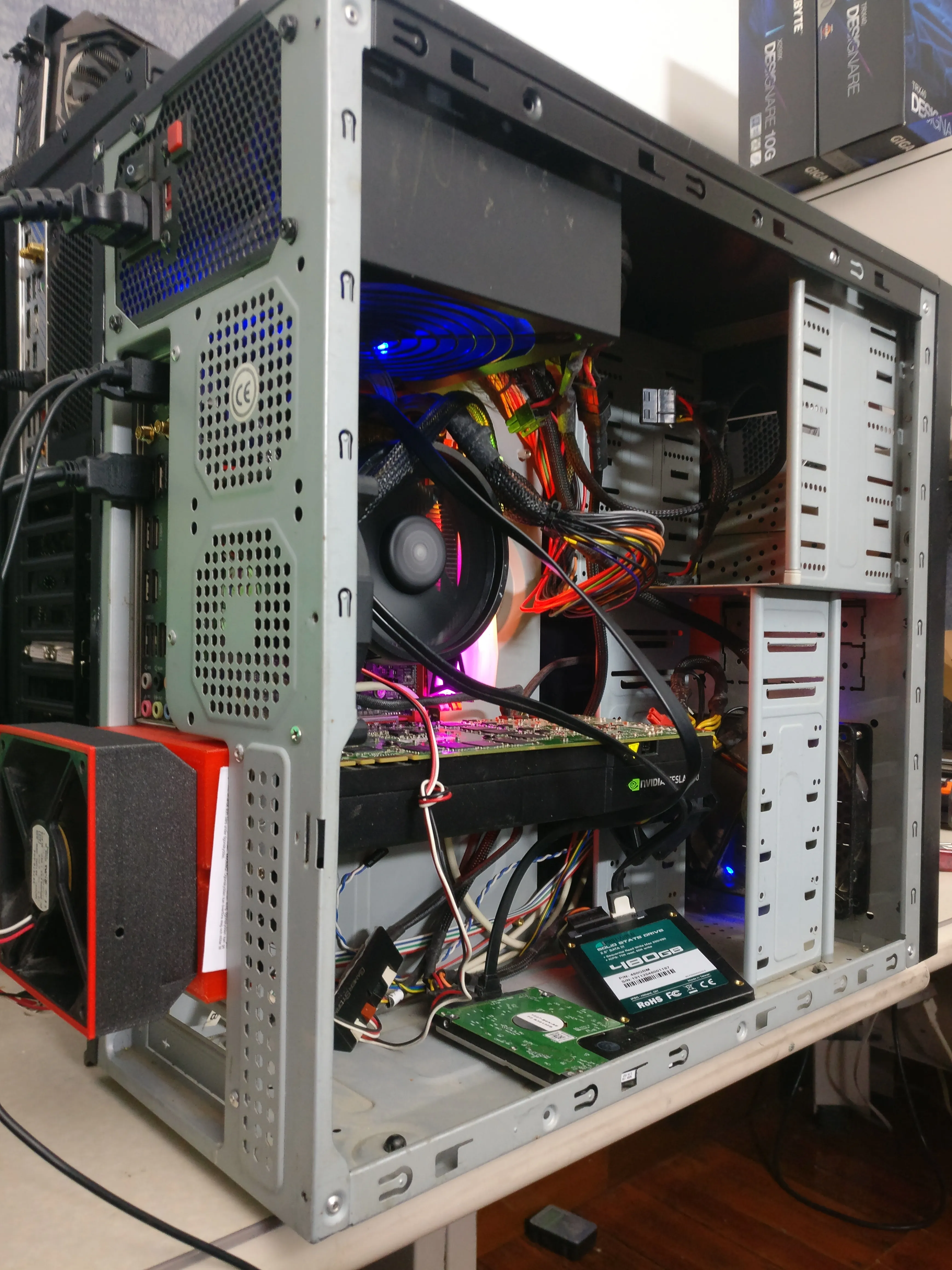 Another angle of the Tesla K40 with aftermarket cooling
