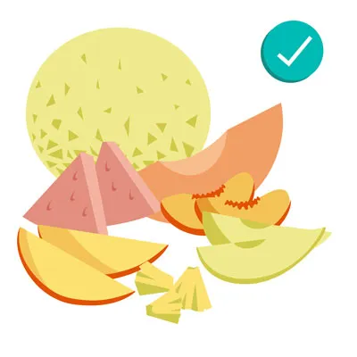 Cantaloupe, Mango, Peaches, Pears, Pineapples, & Watermelons