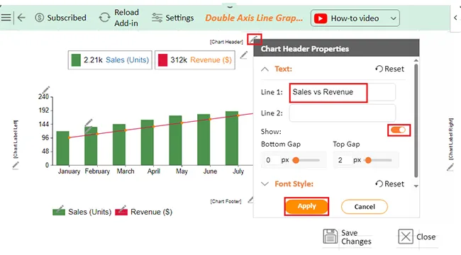 Edit Chart Header