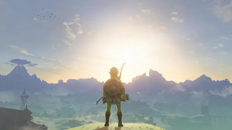 Nintendo Switch console displaying Zelda: Breath of the Wild