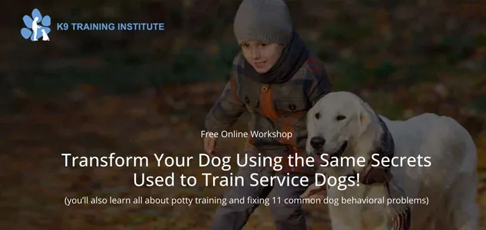 Promotional image for K9 Training Institute's Dog Masterclass.