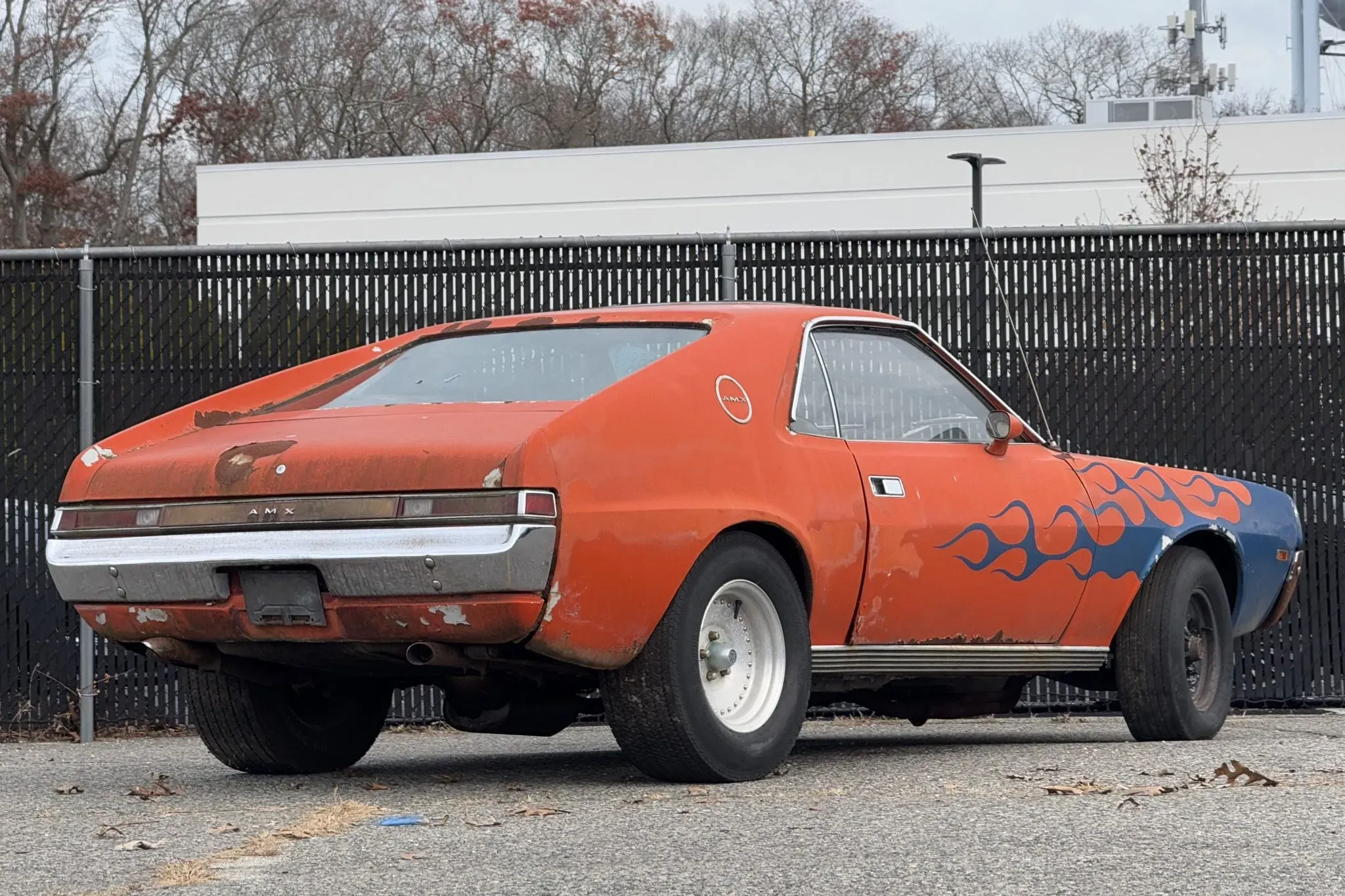 1969 AMC AMX with blue flames