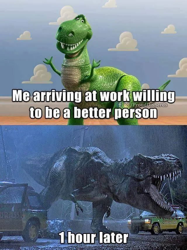 An angry Tyrannosaurus Rex, representing the intense frustration of dealing with frequent software crashes.