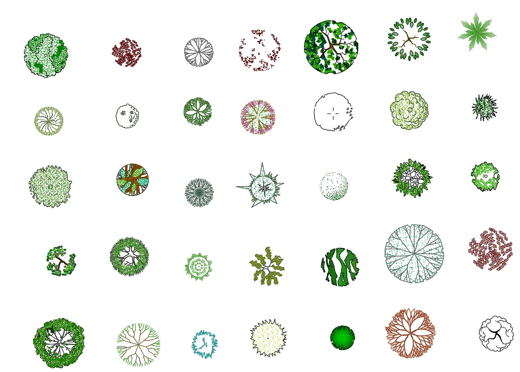 Autocad blocks colour trees