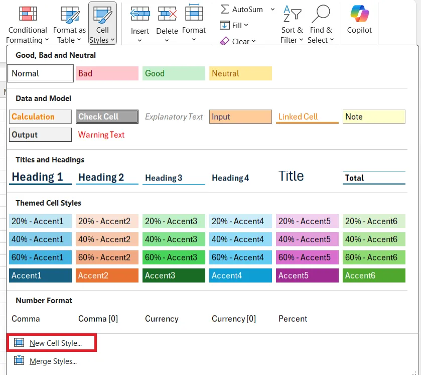 Creating a New Cell Style in Excel