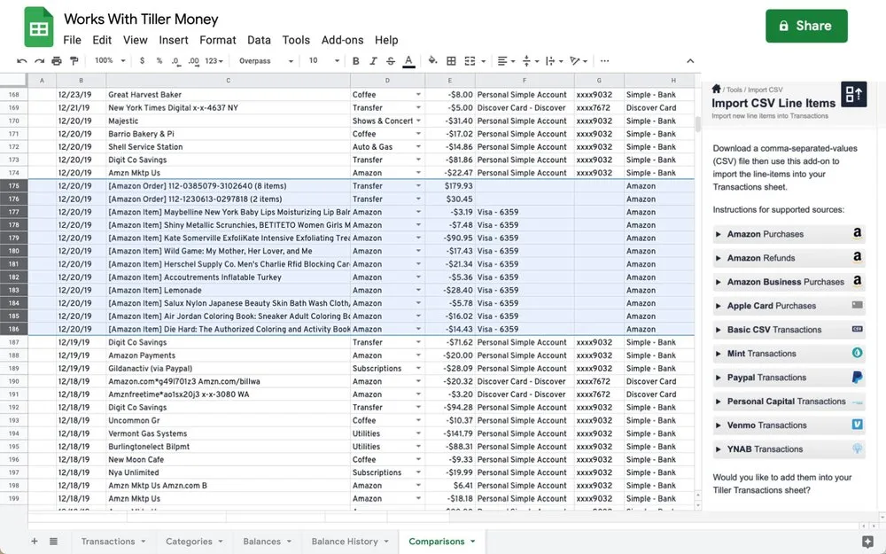 CSV File Importer Works With Tiller Money