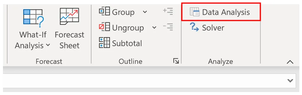 Data Analysis option in Excel