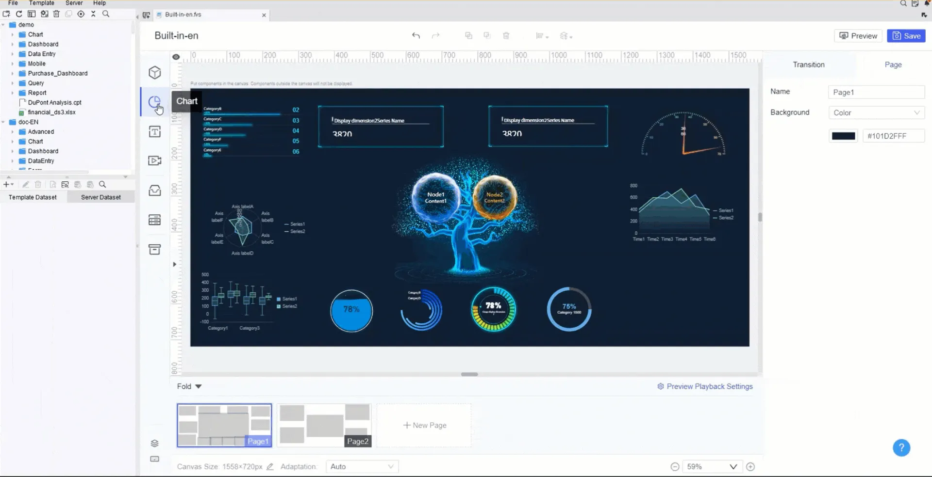 Drag-and-drop report design
