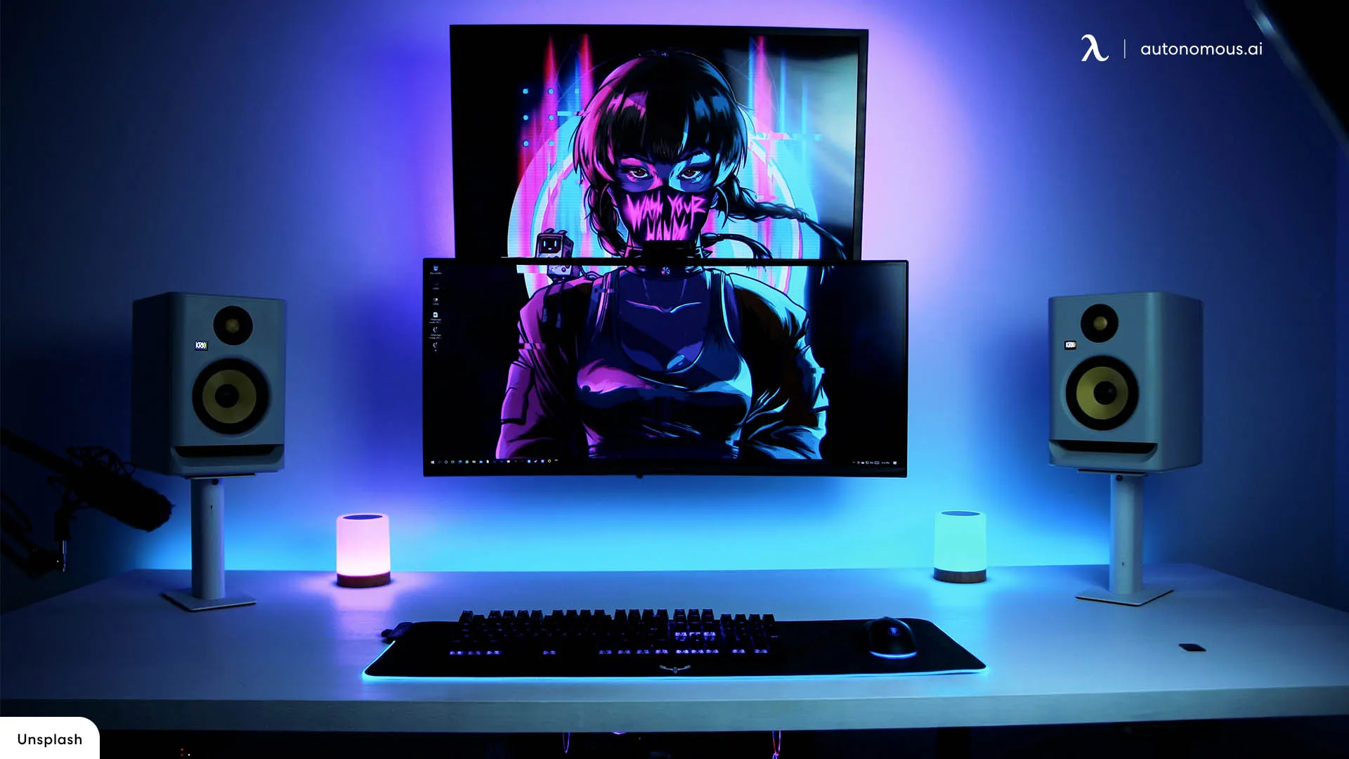 Dual monitor setup combining different sizes.