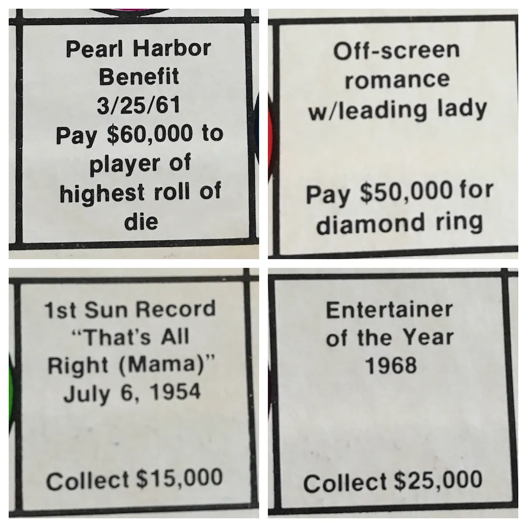 Facts include Pearl Harbor Benefit 3/25/61, Off screen romance with leading lady, 1st Sun Record