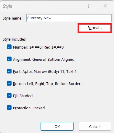 Format Cells for Style Modification