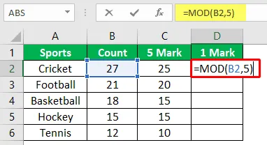 Formula for calculating 1 mark