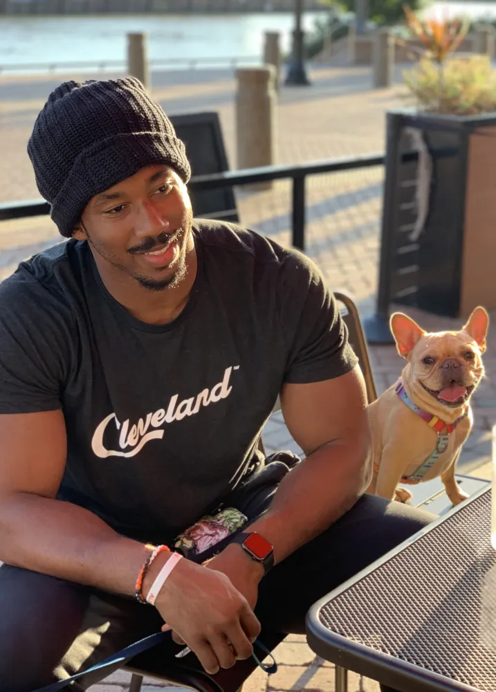 French Bulldog with a celebrity