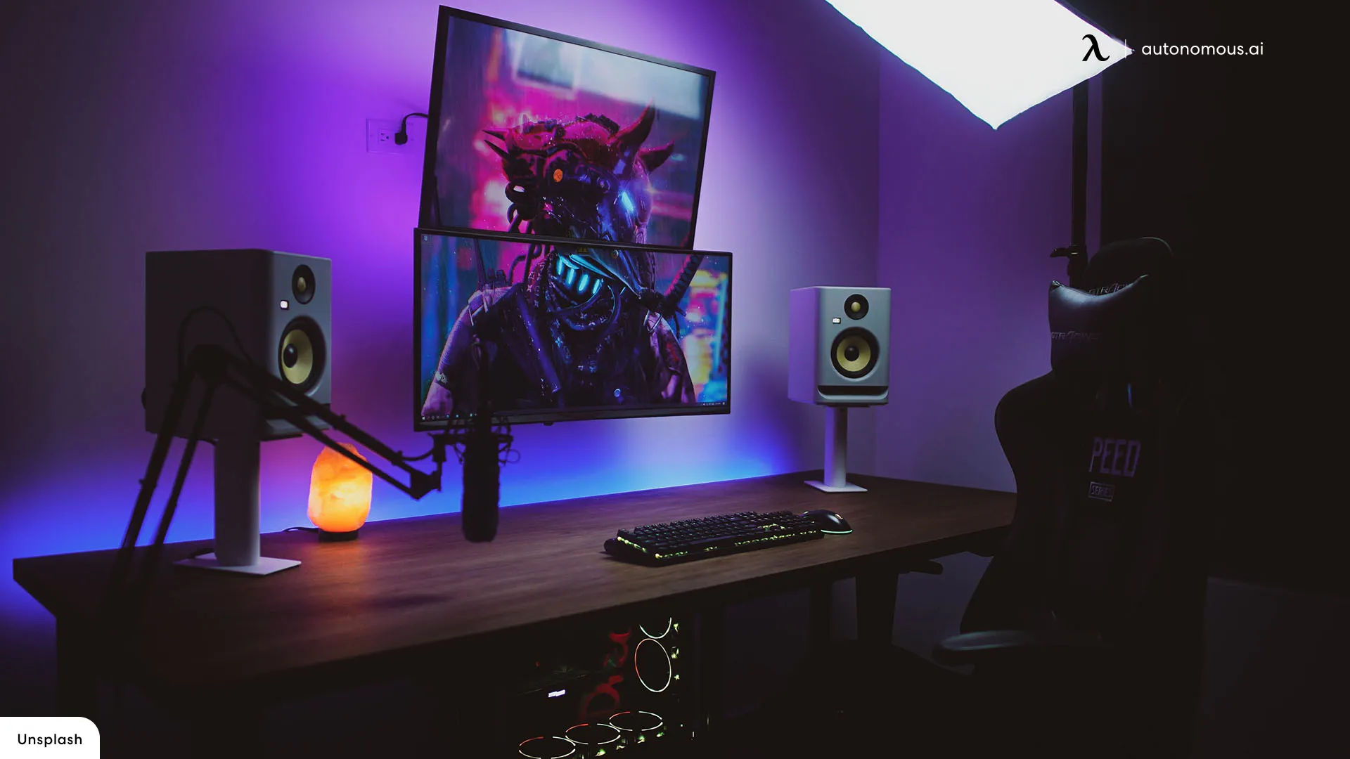 Gamer playing on a large monitor.