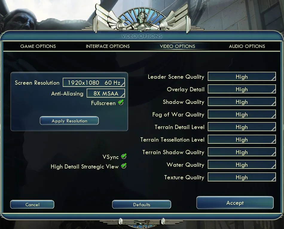 Graphics settings in Civilization V