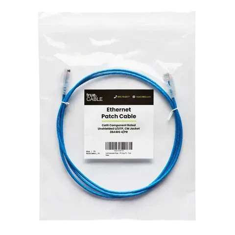 Image of a blue Ethernet patch cable