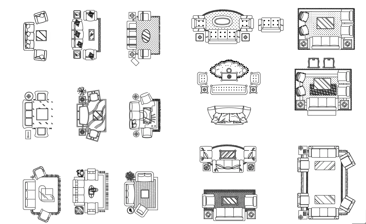 Living room furniture in plan