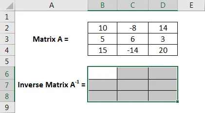 Selecting the output range for the inverse of a 3x3 matrix.