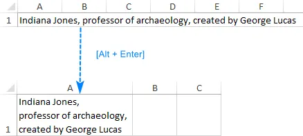 Start a new line in Excel cell.
