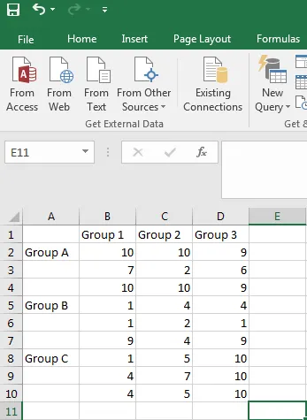 Two Way ANOVA in Excel 1