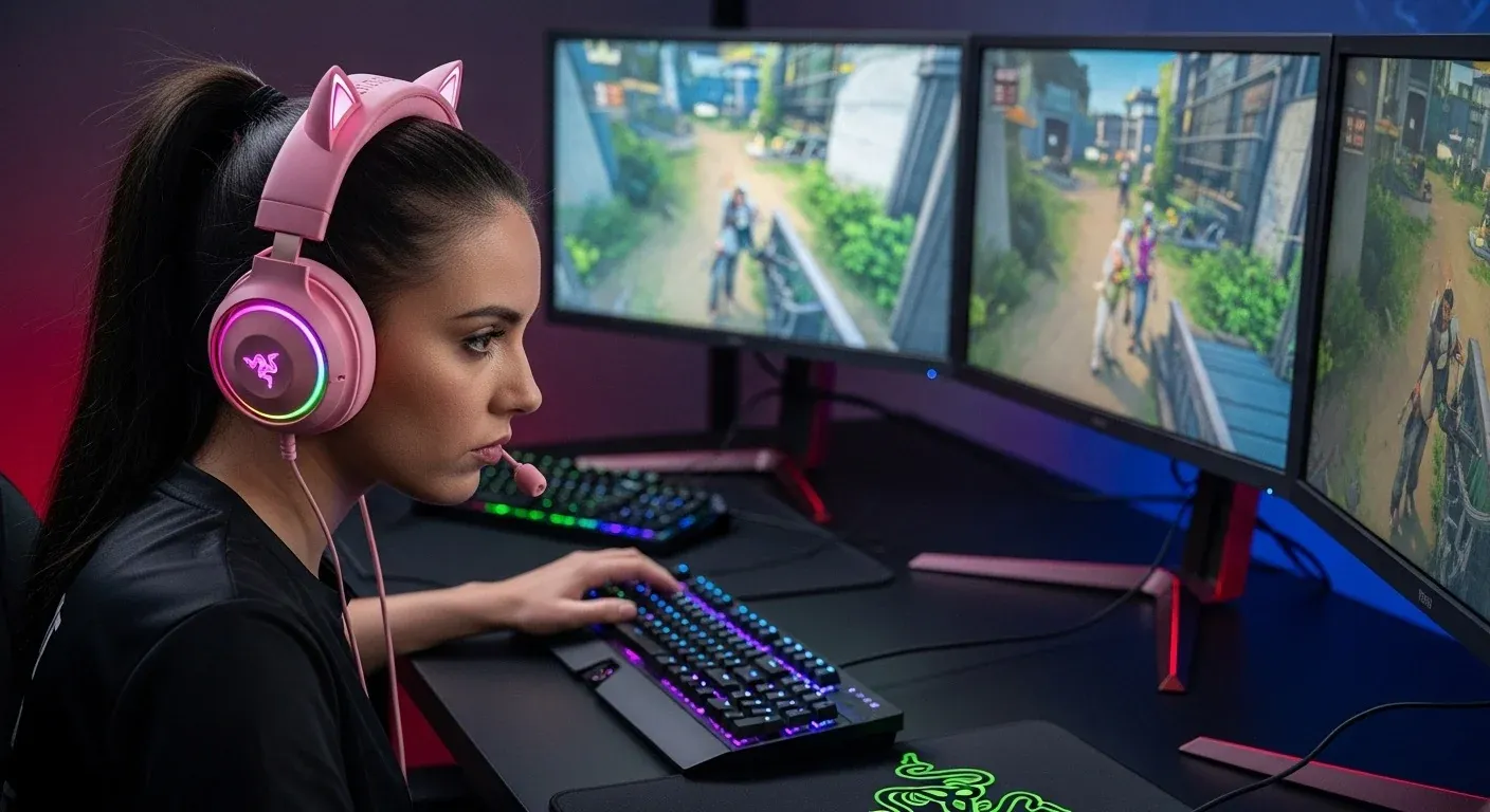 Razer Kraken Kitty headset with glowing cat ears.